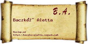 Baczkó Aletta névjegykártya